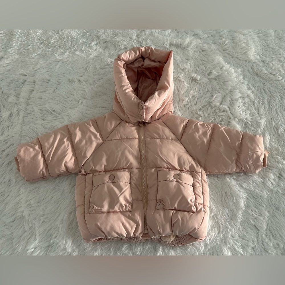 Zara infant girls pink puffer‎ jacket 6-9m